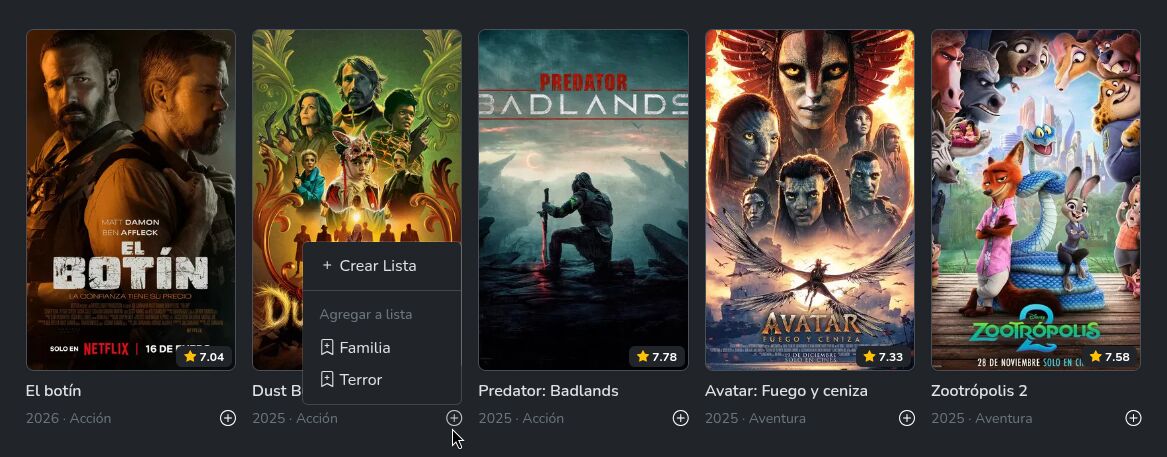 Agregar película a lista