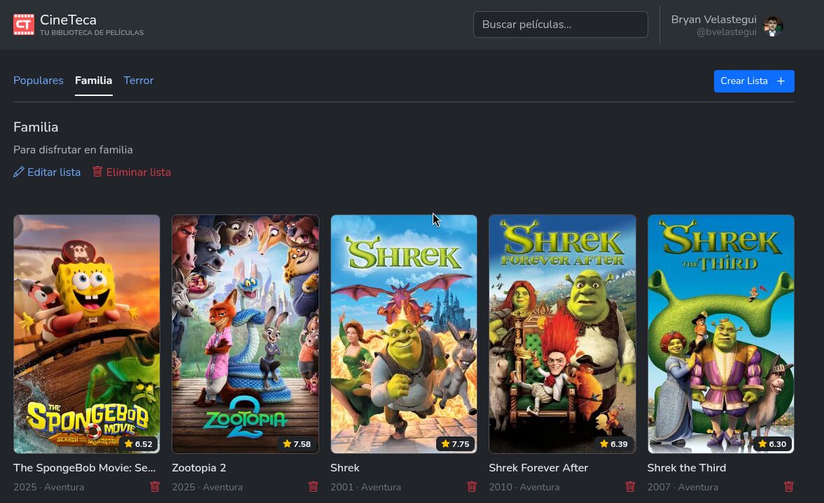 Vista de lista de películas